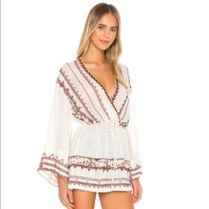 Free People Ivory and Cinnamon Tunic NWT